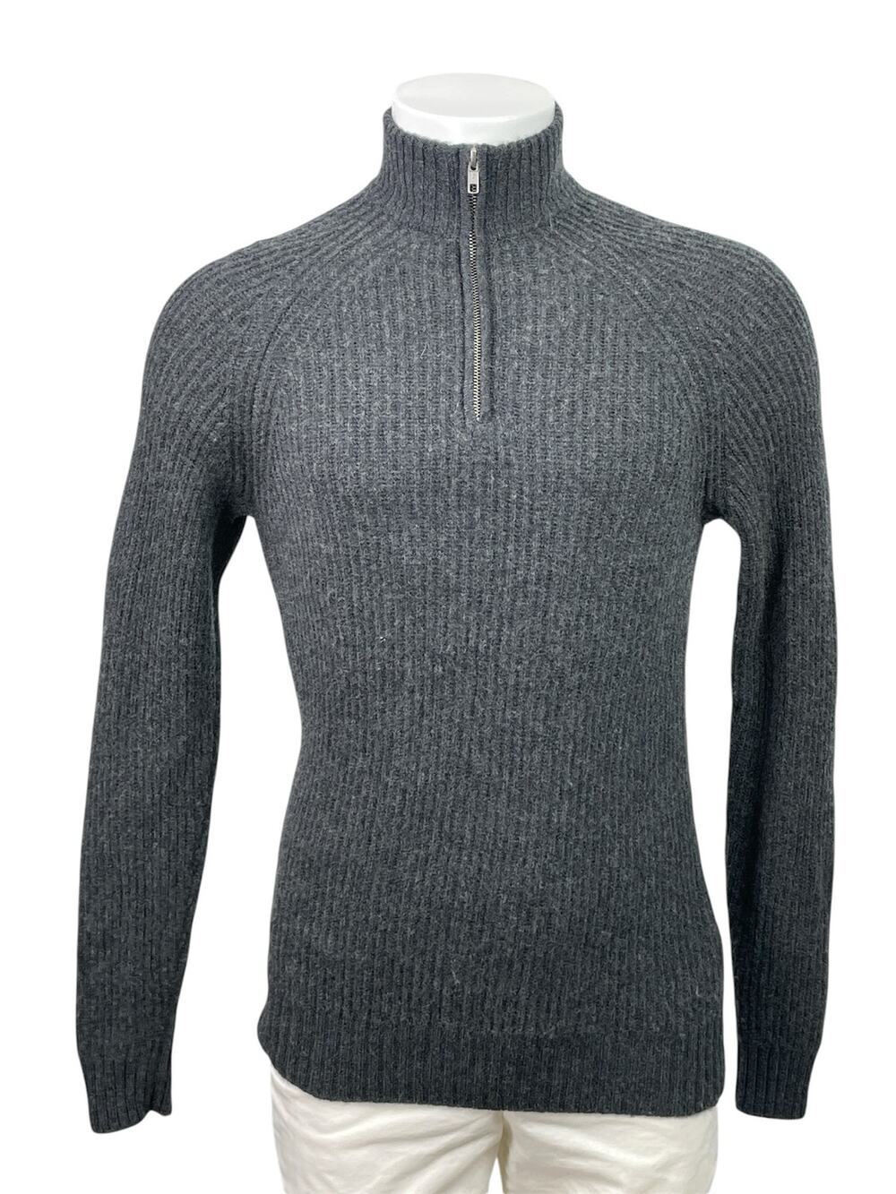 Quince Men's Gray 100% Cashmere Turtleneck Quarter Zip Knit Sweater Top Size M